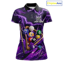 Load image into Gallery viewer, Purple Thunder Lightning Pool Balls Billiard Shirt For Women Custom Billiard Jersey Polo &amp; 1/4 Zip TDM6452