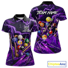 Load image into Gallery viewer, Purple Thunder Lightning Pool Balls Billiard Shirt For Women Custom Billiard Jersey Polo &amp; 1/4 Zip TDM6452