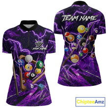 Load image into Gallery viewer, Purple Thunder Lightning Pool Balls Billiard Shirt For Women Custom Billiard Jersey Polo &amp; 1/4 Zip TDM6452