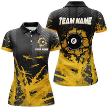 Load image into Gallery viewer, Personalized Yellow Black 8 Ball Pool Paint Billiard Shirts For Women, Billiard Apparel Clothing TDM1934