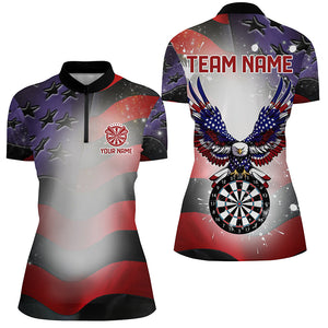 Personalized American Flag Eagle Darts Shirts For Women Custom Pride Patriotic Dart Jerseys |Black TDM2885