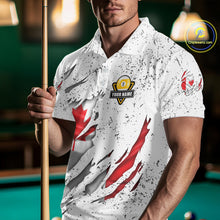 Load image into Gallery viewer, 9 Ball Pool Canada Flag White Grunge Custom Men&#39;s Billiard Shirt, Patriotic Pool Team Shirts TDM5139