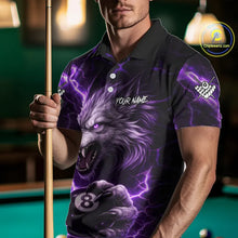Load image into Gallery viewer, Purple 8 Ball Pool Wolf Lightning Billiard Shirt For Men Custom Billiard Team Jersey Polo &amp; 1/4 Zip TDM5613