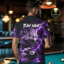 Load image into Gallery viewer, Purple 8 Ball Pool Wolf Lightning Billiard Shirt For Men Custom Billiard Team Jersey Polo &amp; 1/4 Zip TDM5613