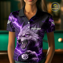 Load image into Gallery viewer, Purple 8 Ball Pool Wolf Lightning Billiard Shirt For Women Custom Billiard Team Jersey Polo &amp; 1/4 Zip TDM5613