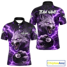 Load image into Gallery viewer, Purple 8 Ball Pool Wolf Lightning Billiard Shirt For Men Custom Billiard Team Jersey Polo &amp; 1/4 Zip TDM5613