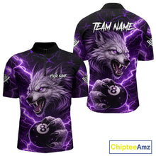 Load image into Gallery viewer, Purple 8 Ball Pool Wolf Lightning Billiard Shirt For Men Custom Billiard Team Jersey Polo &amp; 1/4 Zip TDM5613