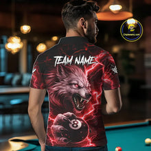 Load image into Gallery viewer, Red 8 Ball Pool Wolf Lightning Billiard Shirt For Men Custom Billiard Team Jersey Polo &amp; 1/4 Zip TDM5614