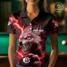 Load image into Gallery viewer, Red 8 Ball Pool Wolf Lightning Billiard Shirt For Women Custom Billiard Team Jersey Polo &amp; 1/4 Zip TDM5614