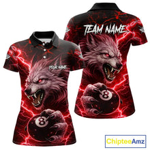 Load image into Gallery viewer, Red 8 Ball Pool Wolf Lightning Billiard Shirt For Women Custom Billiard Team Jersey Polo &amp; 1/4 Zip TDM5614