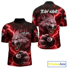 Load image into Gallery viewer, Red 8 Ball Pool Wolf Lightning Billiard Shirt For Men Custom Billiard Team Jersey Polo &amp; 1/4 Zip TDM5614