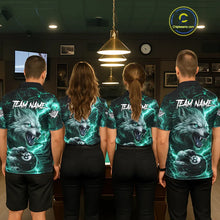 Load image into Gallery viewer, Turquoise 8 Ball Pool Wolf Lightning Billiard Shirt For Women Custom Billiard Jersey Polo &amp; 1/4 Zip TDM5615