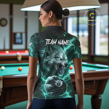 Load image into Gallery viewer, Turquoise 8 Ball Pool Wolf Lightning Billiard Shirt For Women Custom Billiard Jersey Polo &amp; 1/4 Zip TDM5615
