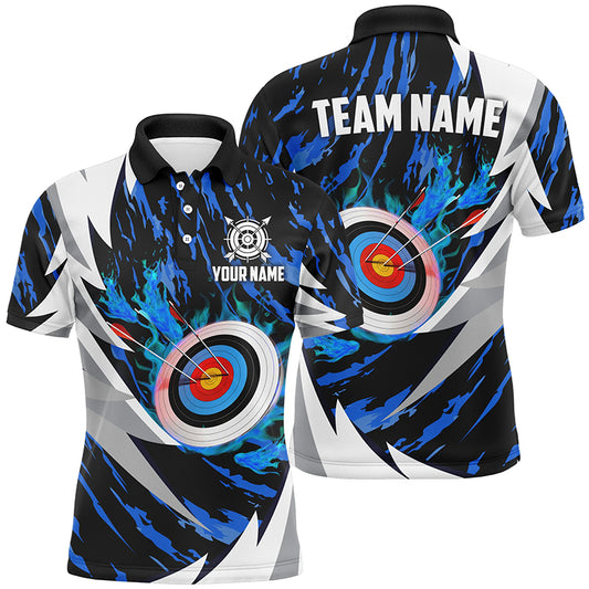 Personalized 3D Target Archery Thunder Pattern Men Polo Shirts, Archery Team Jerseys Shirts |Blue TDM1026
