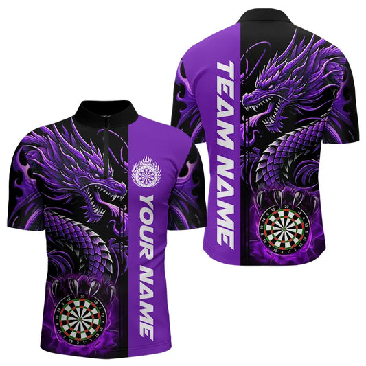 Custom Dragon Dart Shirts For Men, Personalized 3D Dart League Uniform Best Dart Jerseys |Purple TDM3501