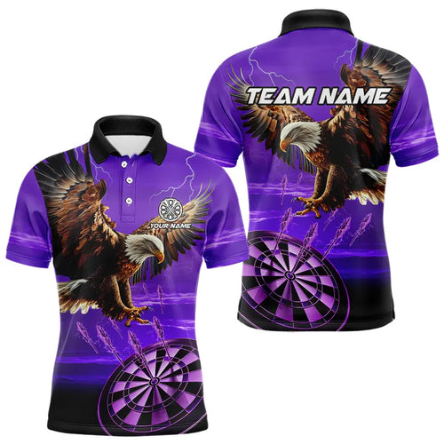 Personalized Purple Dartboard Eagle Darts Shirts For Men Custom Team Darts Jersey Polo & 1/4 Zip TDM3809