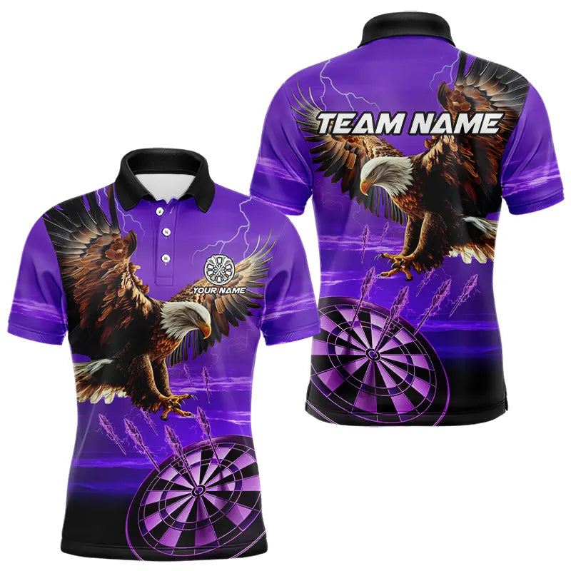 Personalized Purple Dartboard Eagle Darts Shirts For Men Custom Team Darts Jersey Polo & 1/4 Zip TDM3809