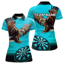 Load image into Gallery viewer, Personalized Cyan Blue Dartboard Eagle Dart Shirts For Women Custom Team Darts Jersey Polo &amp; 1/4 Zip TDM3810