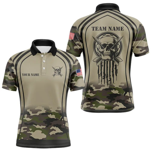 Vintage Camo Darts Polo & Quarter Zip Custom Dart Shirts For Men, Camouflage Dart Jerseys TDM3813