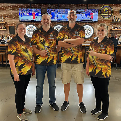 Personalized Yellow Darts Polo & 1/4 Zip For Men Custom Thunder Lightning Darts Team Jersey TDM6216