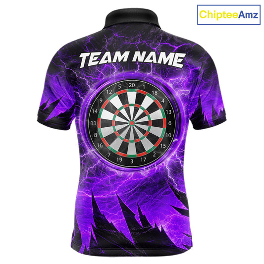 Personalized Purple Darts Polo & 1/4 Zip For Men Custom Thunder Lightning Darts Team Jersey TDM6218