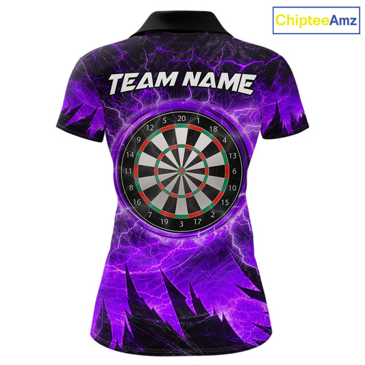 Personalized Purple Darts Polo & 1/4 Zip For Women Custom Thunder Lightning Darts Team Jersey TDM6218