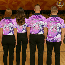 Load image into Gallery viewer, Pink And Purple Funny Waves Ocean Bowling Shirt For Men Custom Bowling Jersey Polo &amp; 1/4 Zip TDM6224