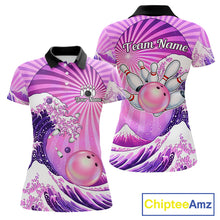 Load image into Gallery viewer, Pink And Purple Funny Waves Ocean Bowling Shirt For Women Custom Bowling Jersey Polo &amp; 1/4 Zip TDM6224