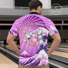 Load image into Gallery viewer, Pink And Purple Funny Waves Ocean Bowling Shirt For Men Custom Bowling Jersey Polo &amp; 1/4 Zip TDM6224