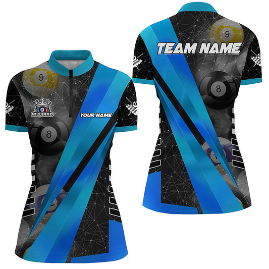 Best Custom Billiard Jerseys Uniform For Women, Personalized Tournament Billiard Shirts |Blue TDM2142