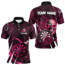 Load image into Gallery viewer, Personalized Pink 3D Skull Darts Polo &amp; 1/4 Zip Shirts For Men Custom Cool Darts League Team Jersey TDM3366