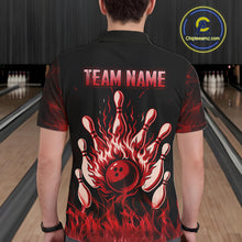 Load image into Gallery viewer, Red Flaming Skull Bowling Shirts For Men Custom Fire Bowling Team Jersey Polo &amp; Quarter Zip TDM5617