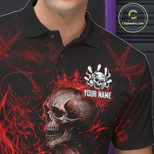 Load image into Gallery viewer, Red Flaming Skull Bowling Shirts For Men Custom Fire Bowling Team Jersey Polo &amp; Quarter Zip TDM5617