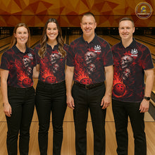 Load image into Gallery viewer, Red Flaming Skull Bowling Shirts For Men Custom Fire Bowling Team Jersey Polo &amp; Quarter Zip TDM5617