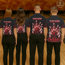 Load image into Gallery viewer, Red Flaming Skull Bowling Shirts For Men Custom Fire Bowling Team Jersey Polo &amp; Quarter Zip TDM5617
