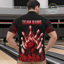 Load image into Gallery viewer, Red Flaming Skull Bowling Shirts For Men Custom Fire Bowling Team Jersey Polo &amp; Quarter Zip TDM5617