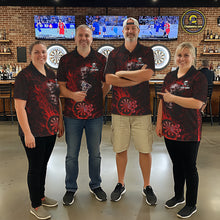 Load image into Gallery viewer, Red Flaming Skull Darts Polo &amp; Quarter Zip Custom Fire Darts Shirt For Men, Darts Team Jersey TDM5620
