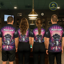 Load image into Gallery viewer, Funny Raccoon 8 Ball Billiard Shirt For Men Custom Pink Graffiti Pool Jersey Team Polo &amp; 1/4 Zip TDM5998