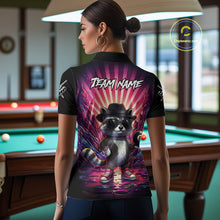 Load image into Gallery viewer, Funny Raccoon 8 Ball Billiard Shirt For Women Custom Pink Graffiti Pool Jersey Team Polo &amp; 1/4 Zip TDM5998
