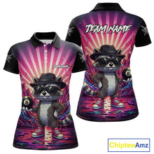 Load image into Gallery viewer, Funny Raccoon 8 Ball Billiard Shirt For Women Custom Pink Graffiti Pool Jersey Team Polo &amp; 1/4 Zip TDM5998