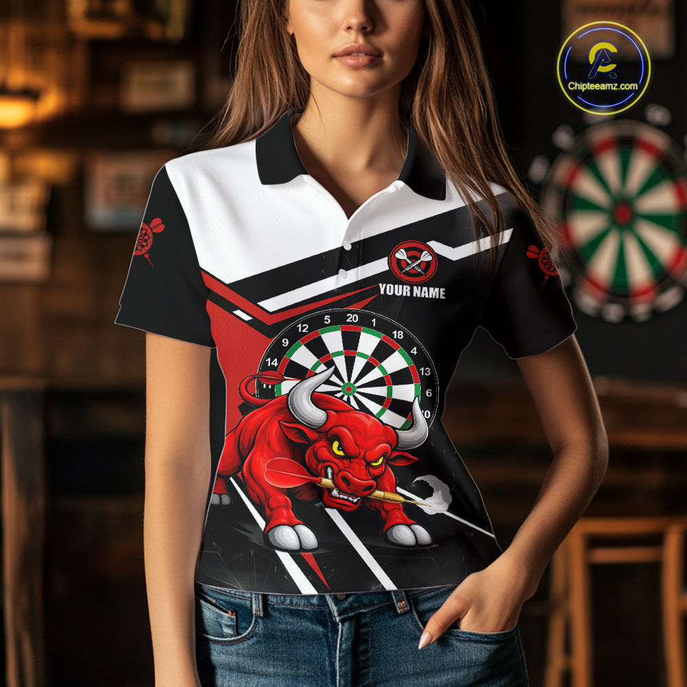 Personalized Bull Darts Jersey For Women Custom Darts Team Shirt Polo & Quarter Zip | Red TDM6236