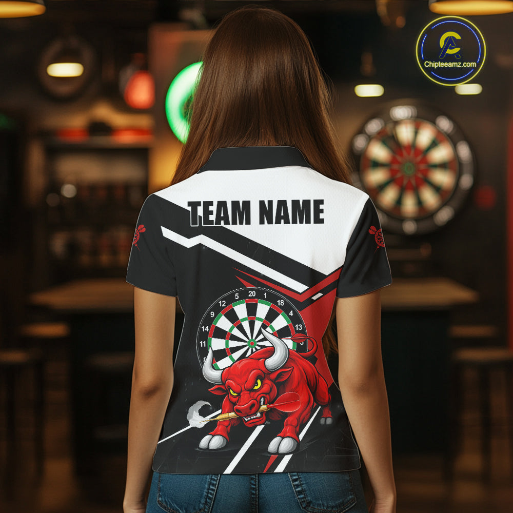 Personalized Bull Darts Jersey For Women Custom Darts Team Shirt Polo & Quarter Zip | Red TDM6236