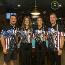 Load image into Gallery viewer, Camo Grim Reaper 8 Ball Billiard Shirt For Men Custom American Flag Pool Team Jersey Polo, 1/4 Zip TDM6246