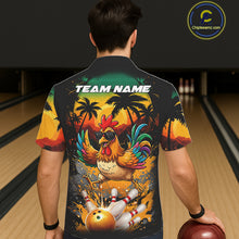 Load image into Gallery viewer, Funny Chicken Sunset Tropical Bowling Hawaiian Jersey For Men Women Custom Bowling Team Shirts TDM6458