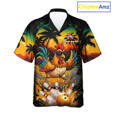 Load image into Gallery viewer, Funny Chicken Sunset Tropical Bowling Hawaiian Jersey For Men Women Custom Bowling Team Shirts TDM6458