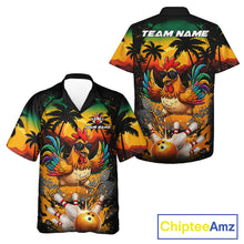 Load image into Gallery viewer, Funny Chicken Sunset Tropical Bowling Hawaiian Jersey For Men Women Custom Bowling Team Shirts TDM6458