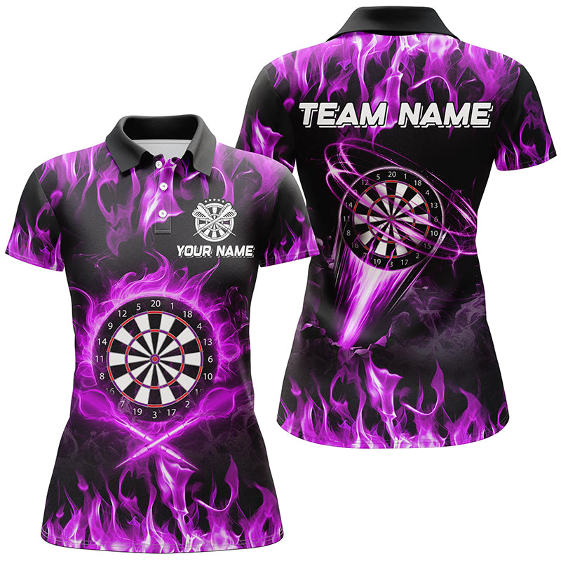 Purple 3D Printed Fire Flame Darts Shirts For Women Custom Lightning Darts League Team Jerseys TDM2662