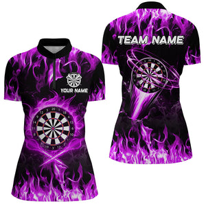 Purple 3D Printed Fire Flame Darts Shirts For Women Custom Lightning Darts League Team Jerseys TDM2662