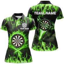 Load image into Gallery viewer, Green 3D Printed Fire Flame Darts Shirts For Women Custom Lightning Darts League Team Jerseys TDM2663