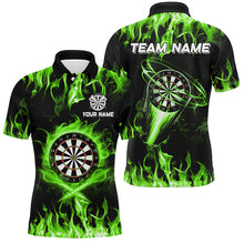 Load image into Gallery viewer, Green 3D Printed Fire Flame Darts Shirts For Men Custom Lightning Darts League Team Jerseys TDM2663